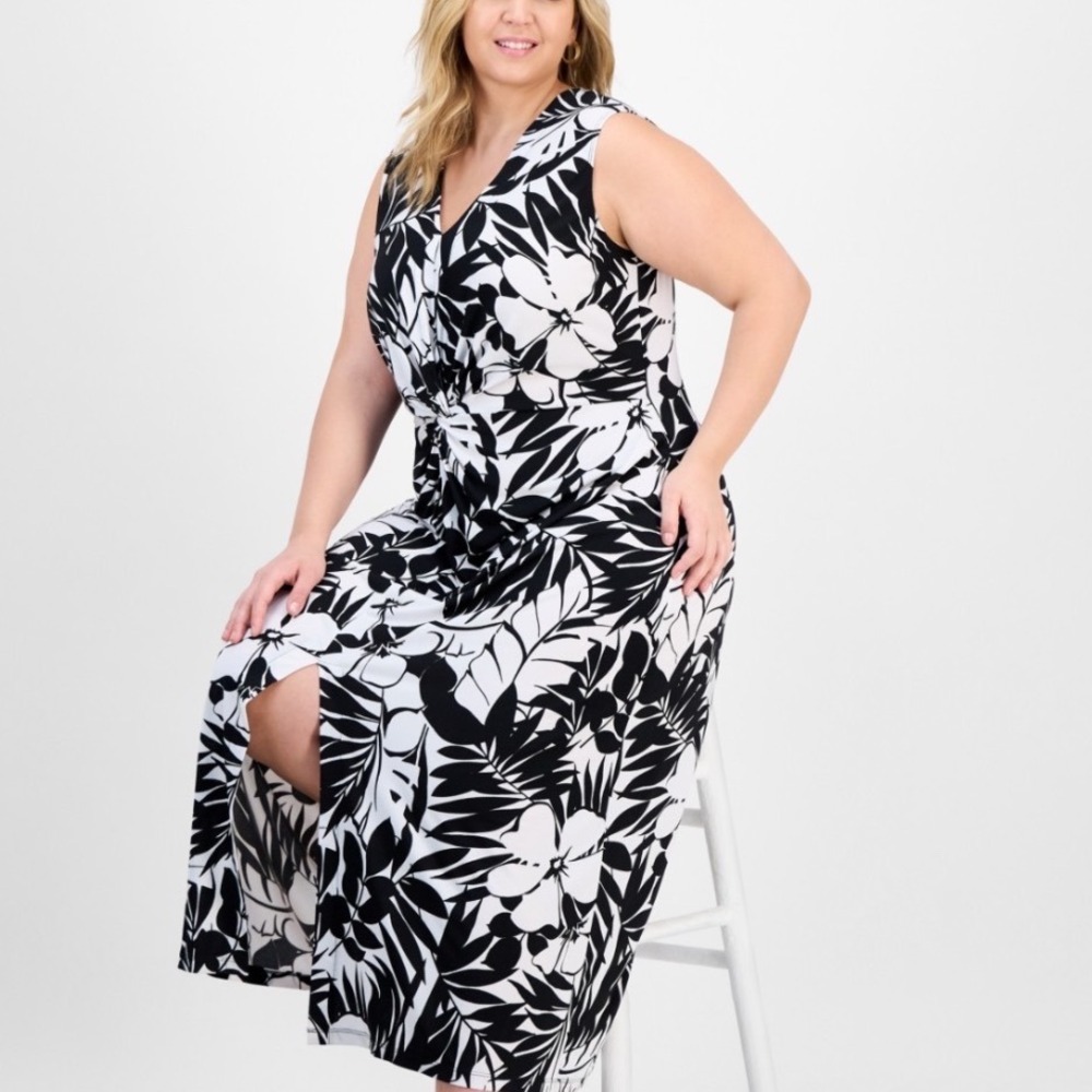 Connected Apparel Maxi Dress Womens 20W NWT Tropical Twist Front MSRP